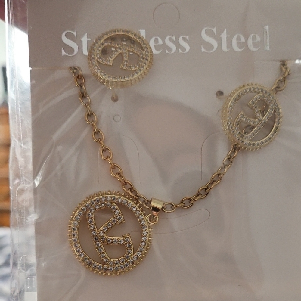 Gold Stainless Steel Jewelry Set